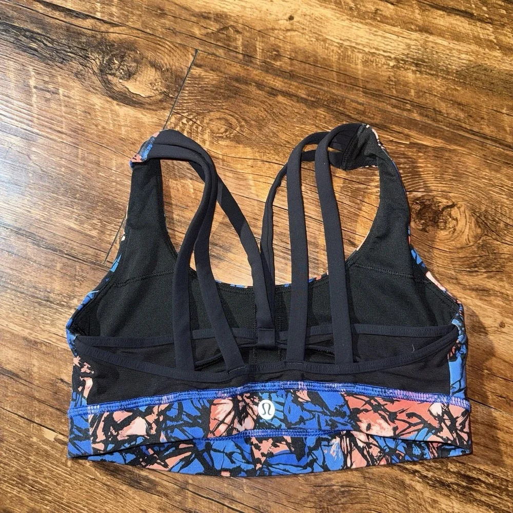 Lululemon Blue Coral Mixed Print Sports Bra Women's‎ Size 4 Athletic